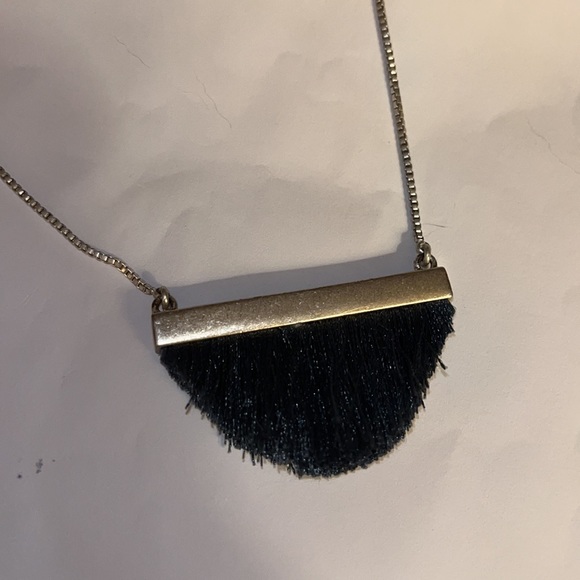 Madewell Adjustable Necklace with Fun and Classy Dark Blue Fringed Pendant - Picture 6 of 7